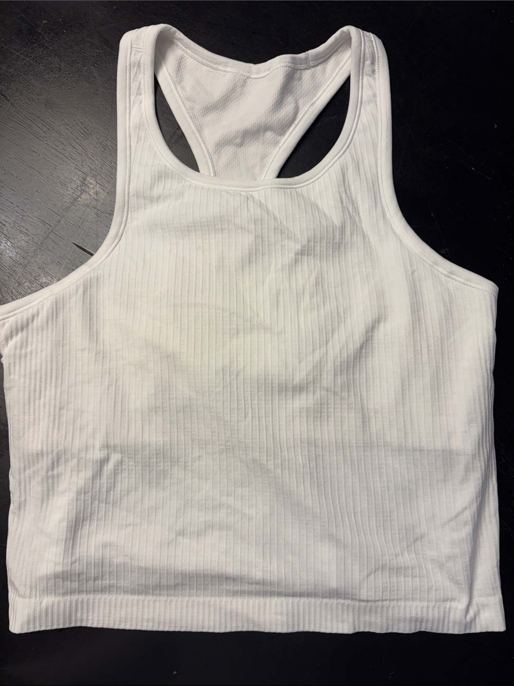 lululemon athletica White Ribbed Racerback Crop Tank size 14